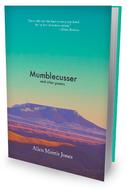 Cover of Mumblecusser, with painting of Square Butte by Dale Livezey featuring golden sunset orange and purples and blue green sky